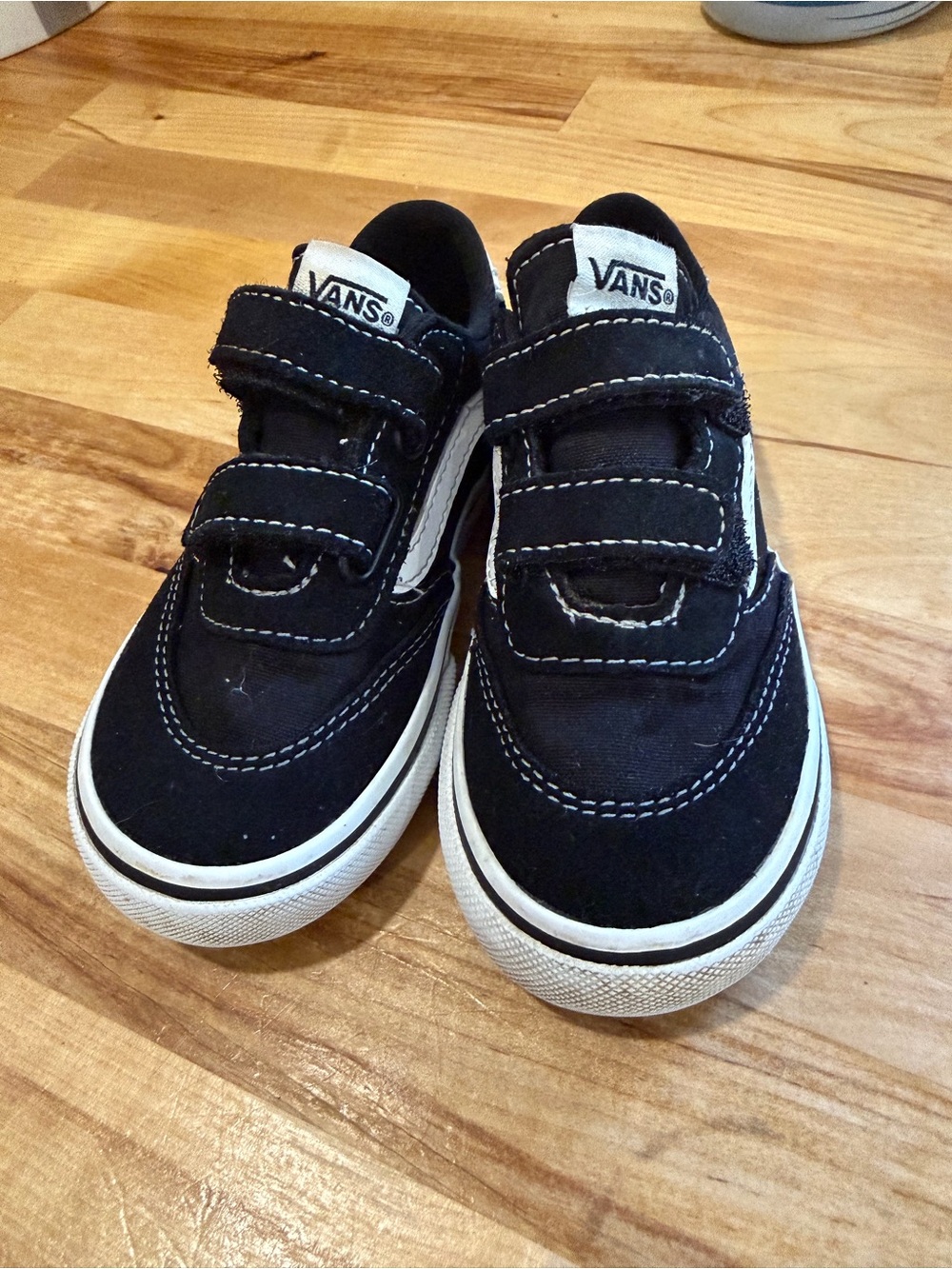 Vans Kids Black and White Velcro Old Skool Sneakers